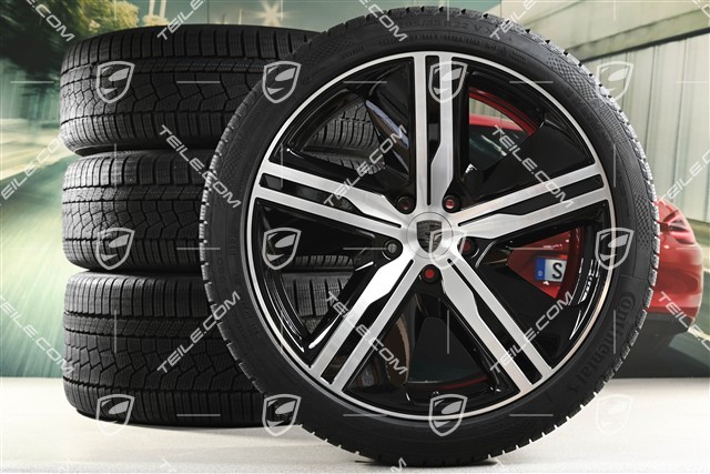 22" Macan Exclusive Design Winterräder Satz, Felgen 9J x 22 ET29 + 11J x 22 ET47 + Continental Winterreifen 255/40 R22 + 295/35 R22, in Schwarz