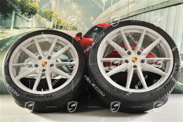 20"+21" Carrera S Winterräder Satz, Felgen 8,5J x 20 ET53 + 11J x 21 ET66 + Michelin Winterreifen 245/35 R20 + 295/30 R21, in Kreide