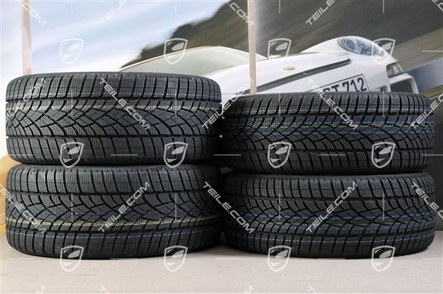 18" Boxster winter wheel set, 8J x 18 ET57 + 9J x 18 ET47 + NEW winter tyres Dunlop 235/45 R18 + 265/45 R18, with TPM