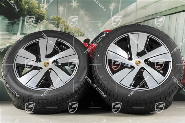 19" koła zimowe Taycan S, komplet, felgi 8J x 19 ET50 + 10J x 19 ET47 + NOWE opony zimowe Pirelli 225/55 R19 + 275/45 R19