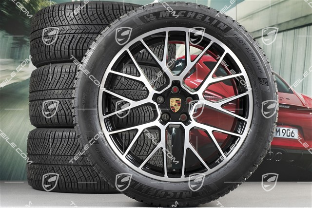 20" "RS Spyder Design" Winterräder Satz, Felgen 9J x 20 ET26 + 10J x 20 ET19, Michelin Pilot Alpin 5 SUV Winterreifen 265/45 R20 + 295/40 R20, mit RDK-Sensoren, schwarz hochglanz