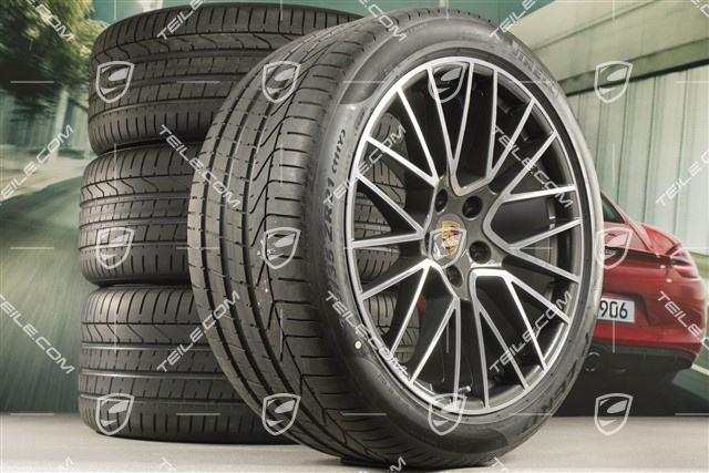 21" koła letnie Cayenne RS Spyder, komplet, felgi 9,5J x 21 ET46 + 11,0J x 21 ET49 + opony letnie Pirelli P Zero 285/40 R21 + 315/35 R21