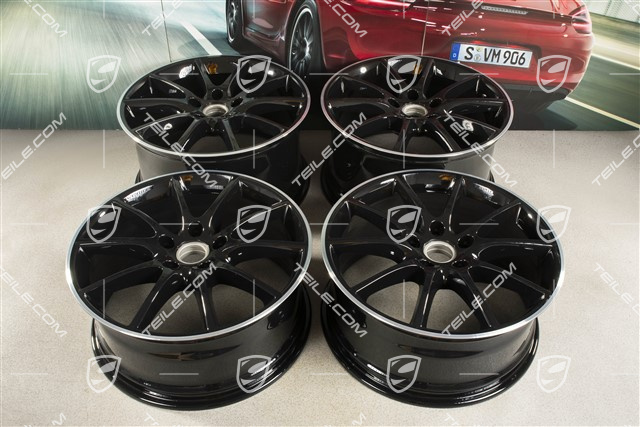 20" komplet felg Cayenne Design, 10,5J x 20 ET64 + 9J x 20 ET50, Exclusiv, czarne ramiona