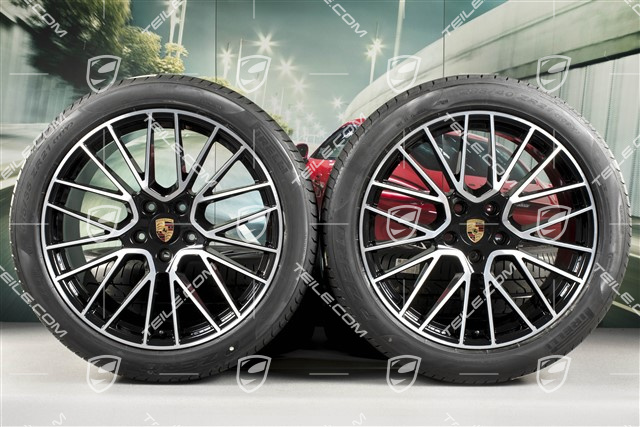 21" koła letnie Cayenne RS Spyder, komplet, felgi 9,5J x 21 ET46 + 11,0J x 21 ET58 + opony letnie Pirelli P Zero 285/40 R21 + 315/35 R21, z czujnikami ciśnienia, EXCLUSIVE