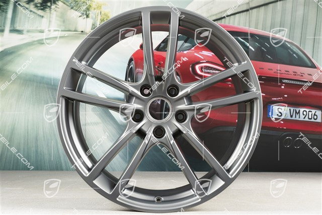 21" Komplet felg Cayenne Turbo, 11J x 21 ET58 + 9,5J x 21 ET46, Platinum półmat satyna