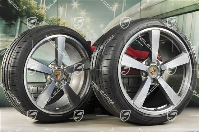 20"+21" koła letnie, komplet Carrera Exclusive Design, felgi 8,5J x 20 ET53 + 11,5J x 21 ET67 + NOWE opony letnie Pirelli 245/35 R20 + 305/30 R21, z czujnikami ciśnienia
