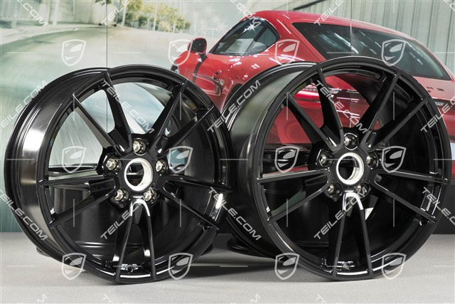 19+20" Felgensatz Carrera, Felgen: vorne 8,5J x 19 ET52 + hinten 11J x 20 ET66, Schwarz Hochglanz