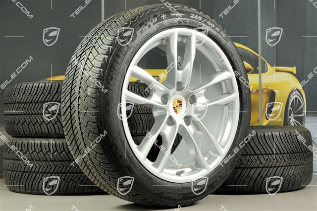 19" winter wheel set Boxster S, rims 8J x 19 ET57 + 9,5J x 19 ET45 + NEW winter tyres Michelin Pilot Alpin 4 235/40 R19 + 265/40 R19, with TPMS.