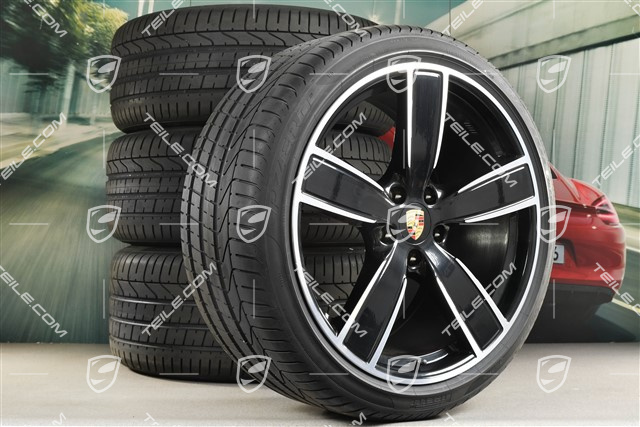 22-inch summer wheel set Sport Classic, rims 10J x 22 ET48 + 11,5J x 22 ET61 + NEW Pirelli summer tyres 285/35 ZR22 + 315/30 ZR22, black high gloss, with TPM