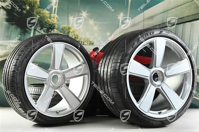 20"+21" koła letnie, komplet Sport Classic "911 Turbo 50 Years", felgi 9,5J x 20 ET44 + 12J x 21 ET70 + NOWE opony letnie Pirelli 255/35 R20 + 315/30 R21, biały wysoki połysk