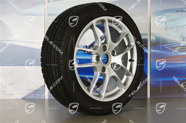18" komplet kół zimowych "Cayman", felgi 8J x 18 ET57 + 9J x 18 ET47 + opony zimowe Pirelli SottoZero2 N0 235/45 R18 + 265/45 R18, z czujnikami ciśnienia