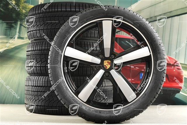 22-inch winter wheel set Cayenne Exclusive Design Sport, wheel rims 10J x 22 ET48 +11,5J x 22 ET52 + Continental winter tyres 285/40 R22 + 315/35 R22, black high gloss