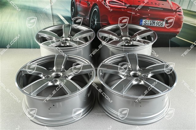 20-inch wheel rim set Carrera Sport, 8,5J x 20 ET57 + 10,5J x 20 ET47, Platinum silver metallic