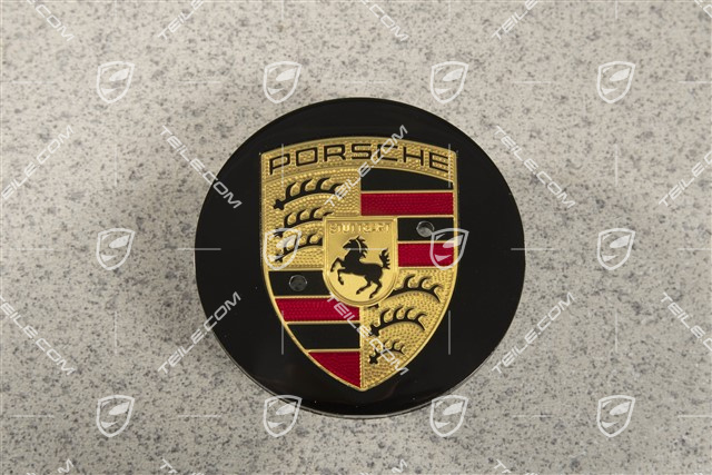 Hub cap, convex, coloured crest, black high gloss