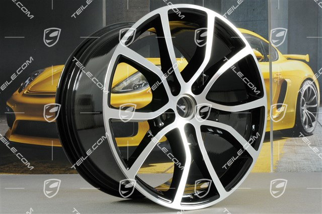 21" Komplet felg Cayenne Exclusive Design, 11J x 21 ET58 + 9,5J x 21 ET46, czarny wysoki połysk