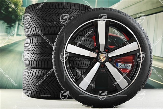 22-inch winter wheel set Cayenne Exclusive Design Sport, wheel rims 10J x 22 ET48 +11,5J x 22 ET52 + NEW Pirelli winter tyres 285/40 R22 + 315/35 R22, black high gloss