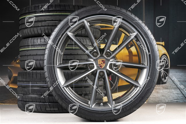 20"+21" Carrera Classic Sommerräder Satz, Felgen 8,5J x 20 ET50 + 11,5J x 21 ET67 + NEUE Goodyear Sommerreifen 245/35 R20 + 305/30 R21, mit RDK-Sensoren