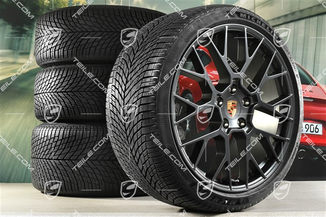 20"+21" RS Spyder Design winter wheel set, wheel rims 8,5J x 20 ET50 + 11J x 21 ET82 + NEW Michelin winter tyres 245/35 R20 + 305/30 R21, with TPMS, Anthracite Grey