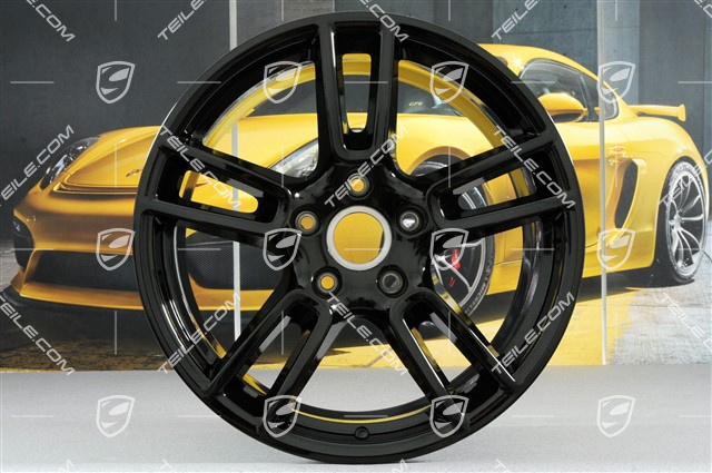 19" Komplet felg Panamera, 9J x 19 ET64 + 10,5J x 19 ET62, czarny wysoki połysk