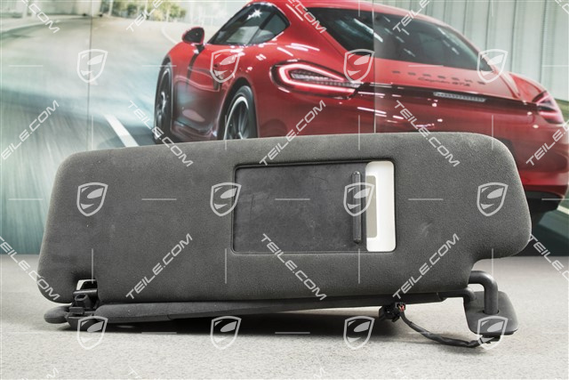 Sonnenblende, mit Spiegel, Schwarz, Alcantara, L