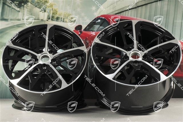 21" Felgensatz Cross Turismo Design, 9,5J x 21 ET60 + 11,5J x 21 ET66, schwarz hochglanz mit glanzgedrehter Stirnfläche