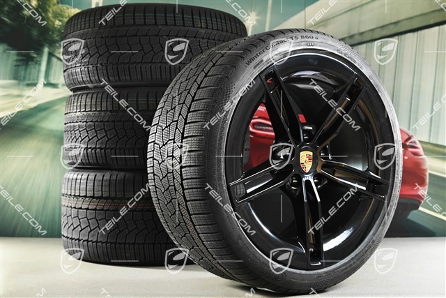 21" koła zimowe Mission E Design, komplet, felgi 9,5J x 21 ET60 + 11,5J x 21 ET66 + NOWE opony zimowe Continental Winter Contact TS860 S 265/35 R21 + 305/30 R21, czarny wysoki połysk