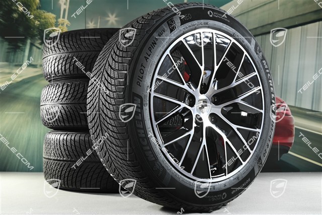 20" Macan S Winterräder Satz, Felgen 7,5J x 20 ET32 + 10J x 20 ET49 + NEUE Michelin Winterreifen 235/55 R20 + 285/45 R20, in Schwarz Hochglanz