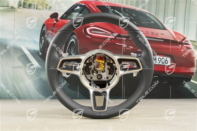 Sports steering wheel, without compass, without heating, leather black