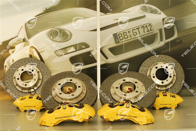 PCCB Hamulce ceramiczne, komplet, 2x tarcza przednia + 2x tylna, 2x zacisk przedni + 2x tylny, klocki, 997 S / 4S