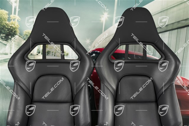 Sportschalensitze, klappbar, Heizung, Leder, Schwarz, L+R