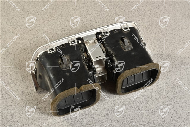 Mitteldüse / Defrosterblende, Leder, Steingrau