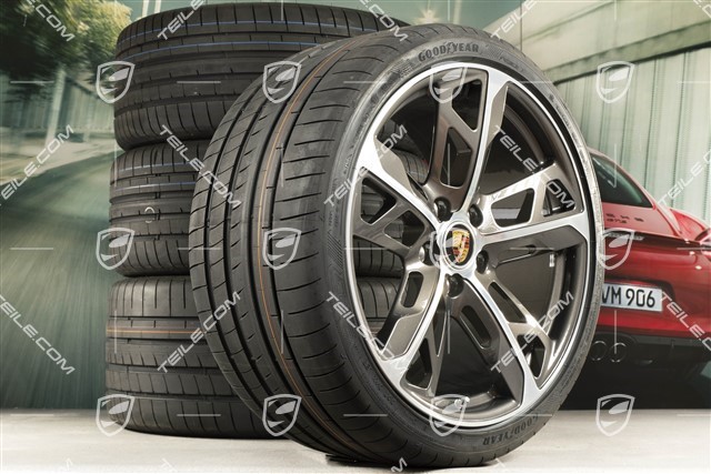 21" Cross Turismo Design summer wheel set, rims 9,5J x 21 ET60 + 11,5J x 21 ET66 + NEW Goodyear summer tyres 265/35 R21 + 305/30 R21, Titan Grey