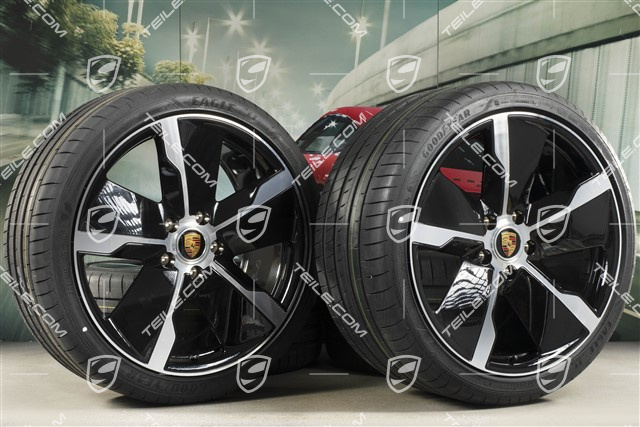 21" Exclusive Design summer wheel set, rims 9,5J x 21 ET60 + 11,5J x 21 ET66 + NEW Goodyear summer tyres 265/35 R21 + 305/30 R21, black