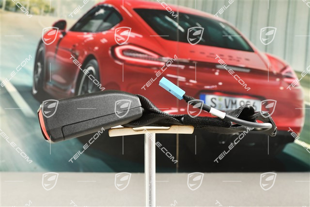 Seat belt buckle, rear, centre, visual and acoustic control of fastening