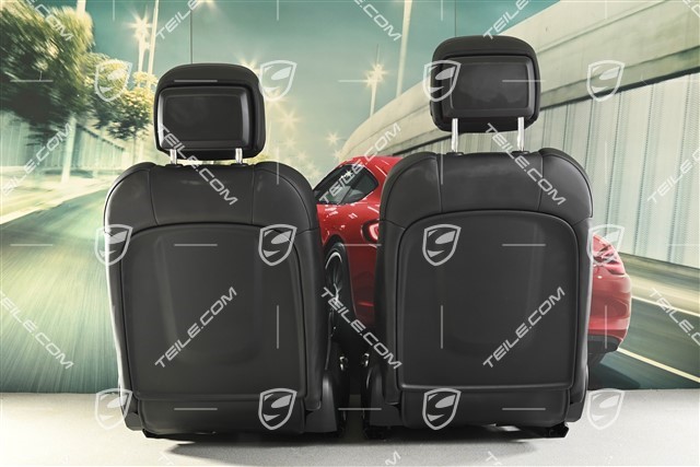 Seats, black leather, ventilated, Porsche crest, electrically adjustable, complete set (L+R)