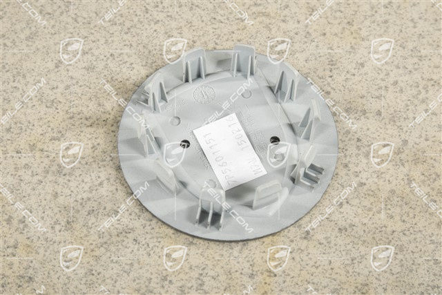 Radzierdeckel, konvex, Meteorgrau Metallic, Porsche Wappen farbig
