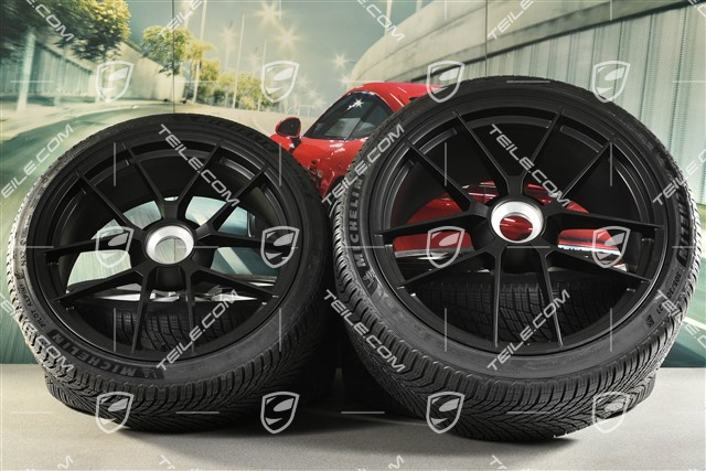 20"+21" Carrera GTS winter wheel set, with central locking, wheel rims 8,5J x 20 ET50 + 11J x 21 ET82 + Michelin winter tyres 245/35 R20 + 305/30 R21, with TPMS, black satin matt
