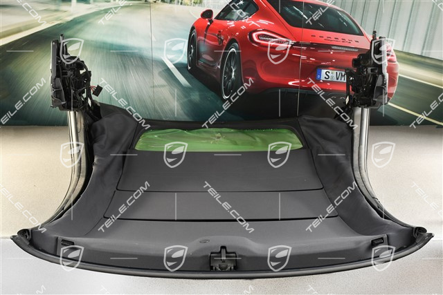 Convertible roof complete, in black, damaged rear window