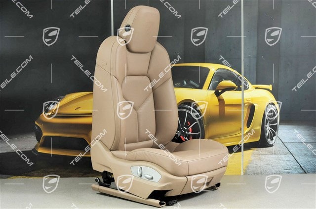 Sitz, elektr. einstellbar, leder, Tartufo, Porsche Wappen, R