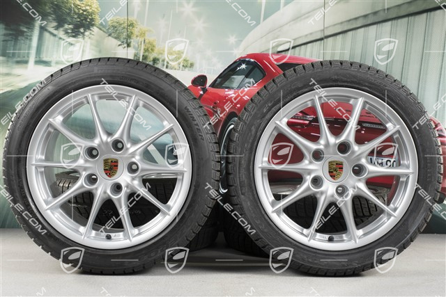 17" Koła zimowe komplet Carrera II, felgi 7J x 17 ET50 + 9J x 17 ET55 + NOWE opony zimowe 205/50 R17 + 255/40 R17