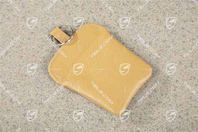 Schlüsseltasche aus Leder, Kaschmirbeige, Porsche 911 70er bis 90er Jahre
