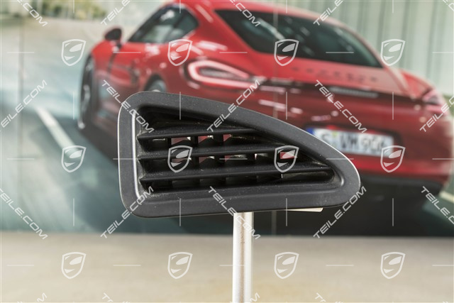 Dashboard side vent / grille / defroster trim, upper, Black, R