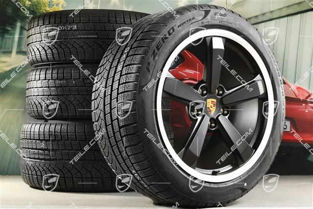 19"+20" Dakar winter wheel set, wheel rims 8J x 19 ET38 + 11,5J x 20 ET68 + Pirelli winter tyres 245/45 R19 + 295/40 R20, black satin matt