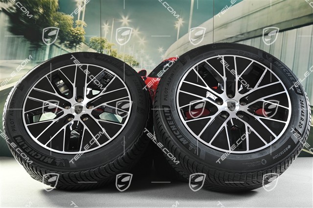 20" Macan S Winterräder Satz, Felgen 7,5J x 20 ET32 + 10J x 20 ET49 + NEUE Michelin Winterreifen 235/55 R20 + 285/45 R20, in Schwarz Hochglanz
