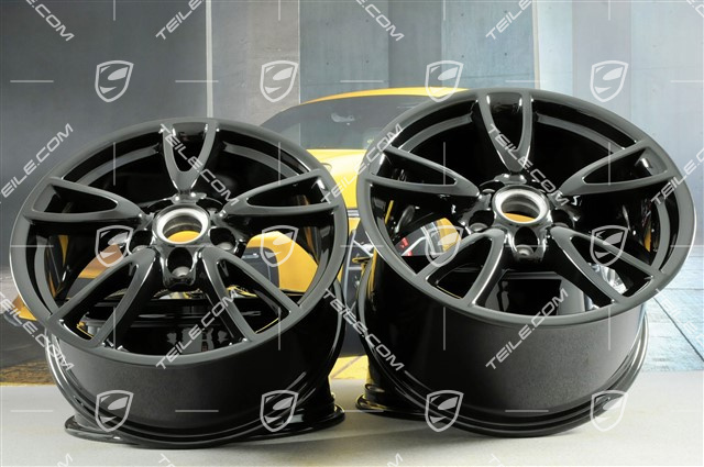 18" Komplet felg Carrera IV, 8J x 18 ET57 + 10,5J x 18 ET60, C2 / C2S, czarny połysk