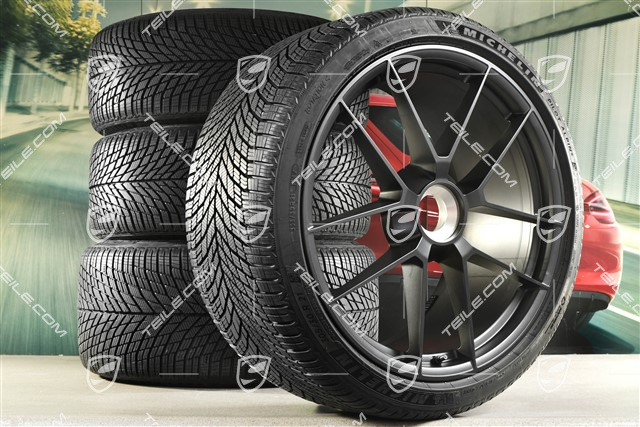 20"+21" Carrera GTS winter wheel set, with central locking, wheel rims 8,5J x 20 ET50 + 11J x 21 ET82 + Michelin winter tyres 245/35 R20 + 305/30 R21, with TPMS, Anthracite Grey