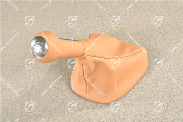 Schalthebelknopf, Sandbeige, Leder / Aluminium, 6-gang schaltgetriebe