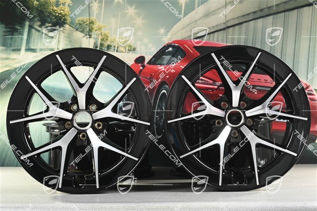 21" Felgi "RS Spyder Design", komplet, 9,5J x 21 ET16 + 11J x 21 ET37, czarny wysoki połysk