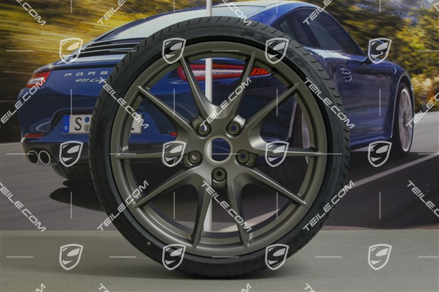 20-inch Carrera S (III) summer wheel set, Platinum (silk gloss), 8J x 20 ET57 + 9,5J x 20 ET45 + summer tyres 235/35 ZR20 + 265/35 ZR20, app. 500 km