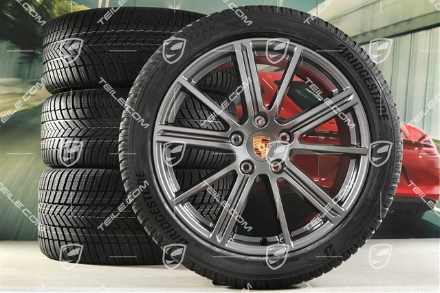 20-inch Panamera Turbo Winter wheel set, wheel rims 9,5J x 20 ET71 + 10,5J x 20 ET71 + Bridgestone winter tyres 275/40 R20 + 315/35 R20, Adamantium